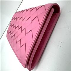 Bottega Veneta Intrecciato Woven Continental Pink Wallet